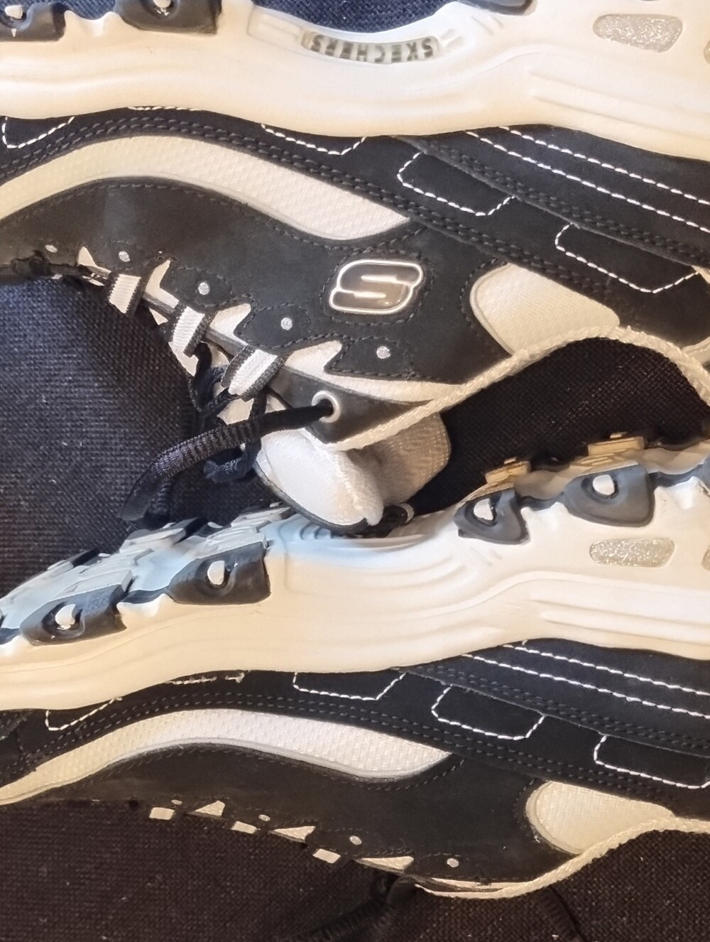 Skechers D'Lites Chunky Lace-Up Sneaker in Black & White - Picture 4 of 8